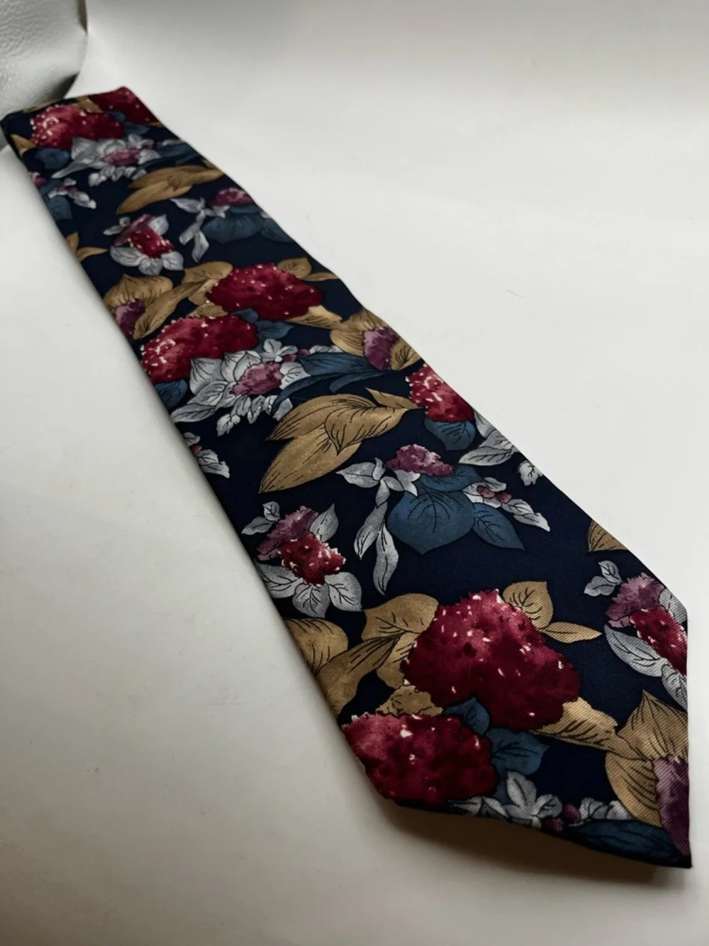 Men's Pierre Cardin Navy Tie with Berry Pattern